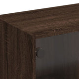 TV Cabinet with Glass Doors Brown Oak 102x37x42 cm 836412