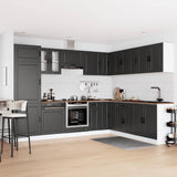 14 Piece Kitchen Cabinet Set "Porto" Black Engineered Wood 3314992