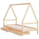 Kids Bed Frame with Drawers 90x200 cm Solid Wood Pine 834468