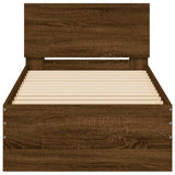 Bed Frame without Mattress with Headboard Brown Oak 75x190 cm Small Single 838665