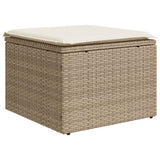 2 Piece Garden Sofa Set with Cushions Beige Poly Rattan Acacia 3328681