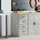 Garage Storage Cabinet Concrete Grey 40x51x85 cm Solid Wood Pine 860592