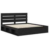Bed Frame with Headboard Black 180 x 200 cm Solid Pine Wood 3411713