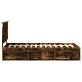 Bed Frame with Headboard Smoked Oak 90 x 200 cm Solid Pine Wood 3411059