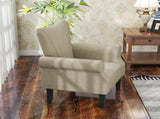 Upholstered Accent Chair with Rolled Arms and Wood Legs, Armchair for Living Room Bedroom, Beige T3398P329554