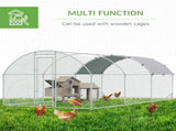 Large Galvanised Chicken Coop with Cover 5.7x2.8x2m Outdoor for Hens - Silver Grey T3398P553220