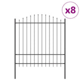 Garden Fence 8 pcs Grey 170 x 215 cm Powder-Coated Steel 3360134