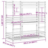 ZNTS Triple Bunk Bed without Mattress 80x200 cm Solid Wood Pine 3284251