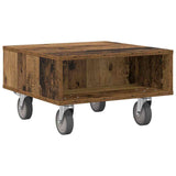 Side Table with Wheels Old Wood 50.5 x 50 x 30 cm 891030