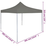 Foldable Party Tent Pop-Up 3x3 m Anthracite 44963