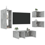 5 Piece TV Wall Units with LED Concrete Grey Engineered Wood 3216828