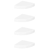 323888 Floating Corner Shelves 4 pcs High Gloss White 25x25x3,8 cm MDF