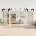 Sliding Door Hardware Kit 427 cm Steel Black 3295744