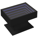 ZNTS Coffee Table with LED Black 70x50x45 cm Engineered Wood 847533