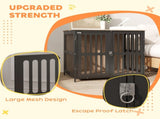 Dog Crate Furniture with Anti-Chew Resistant Mesh, Anti-Escape Single Door, for Medium Dogs, 80 55 T3398P376375