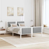 Bed frame White and light grey 135 x 190 cm Solid pine wood 878483