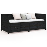 Day Bed without Mattress Black 75x190 cm Small Single Solid Wood Pine 820920