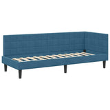 Corner Bed Frame with Headboard Blue 80 x 200 cm Velvet 42016407