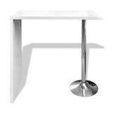 ZNTS Bar Table MDF with 1 Steel Leg High Gloss White 240819