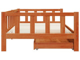 Daybed with Headboard 3 pcs Wax Brown Solid Pine Wood 3422697