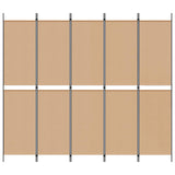 5-Panel Room Divider Beige 250 x 220 cm Fabric 42039225