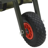 Fishing Trolley Green with Wheel Powder-coated Steel 94869