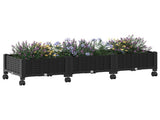 Garden Planter with Wheels Black 120 x 40 x 29 cm PP 3423042