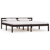 Bed Frame without Mattress Dark Brown Solid Pine Wood 180x200 cm Super King 283207