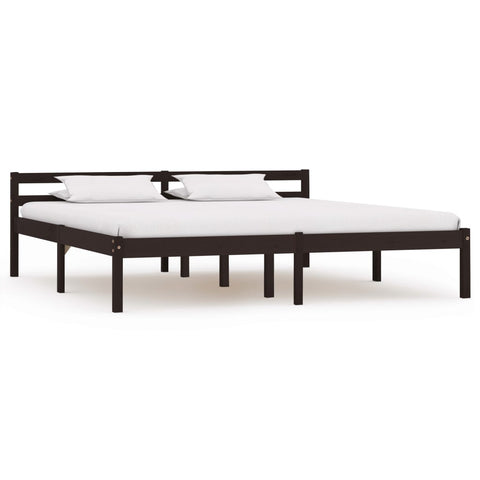 Bed Frame without Mattress Dark Brown Solid Pine Wood 180x200 cm Super King 283207