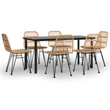 7 Piece Garden Dining Set Poly Rattan 3157891