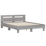 Bed Frame with LED without Mattress Grey Sonoma 150x200 cm King Size 3207544