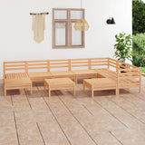 10 Piece Garden Lounge Set Solid Wood Pine 3083029