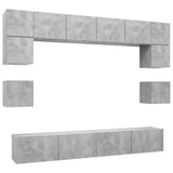 8 Piece TV Cabinet Set Concrete Grey Engineered Wood 3079112