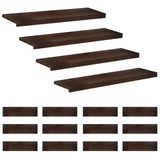 Stair Treads 16 pcs 90 x 30 x 2 cm Dark Brown Solid Beech Wood 3446456