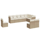 10 Piece Garden Sofa Set with Cushions Beige Poly Rattan 3217798