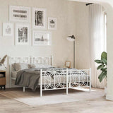 Metal Bed Frame without Mattress with Footboard White 135x190cm 376194