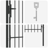 Fence Gate BOXTEL 103 x 200 cm Powder-Coated Steel Grey 42008869