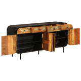 ZNTS Sideboard 140x35x70 cm Solid Wood Reclaimed and Metal 355845