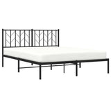 Metal Bed Frame without Mattress with Headboard Black 150x200cm 374439