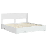 Bed Frame with Storage and Headboard White Engineered Wood 3414437