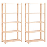 5-Tier Storage Racks 2 pcs 80x38x170 cm Solid Pinewood 250 kg 3051113