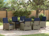 Garden Dining Set with Cushion 7 pcs Grey Poly Rattan 3380356