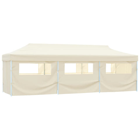 Folding Pop-up Party Tent with 8 Sidewalls 870x291x315 cm Cream 44976