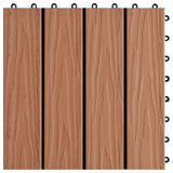 11 pcs Decking Tiles Deep Embossed WPC 30x30 cm 1 sqm Light Brown 45034