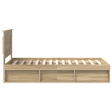 Bed Frame with Headboard Sonoma Oak 90 x 200 cm Solid Pine Wood 3410138