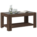 Coffee Table with LED Brown Oak 93x53x45 cm Engineered Wood 847559