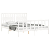 Bed Frame without Mattress White King Size Solid Wood Pine 3192432
