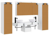 Bathroom Furniture Set 6 pcs White Engineered Wood and Glass 3407175