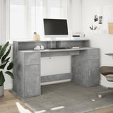 Desk with LED Lights Concrete Grey 160x55x91 cm Engineered Wood 3309432
