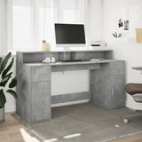 Desk with LED Lights Concrete Grey 160x55x91 cm Engineered Wood 3309432